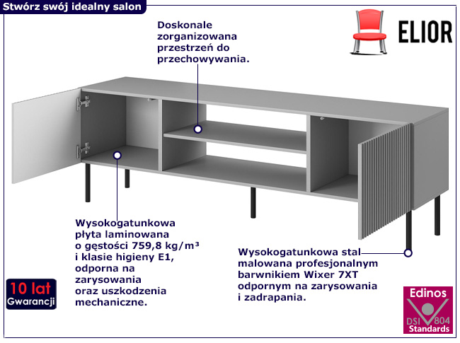 Szara szafka pod telewizor Arhi 4X