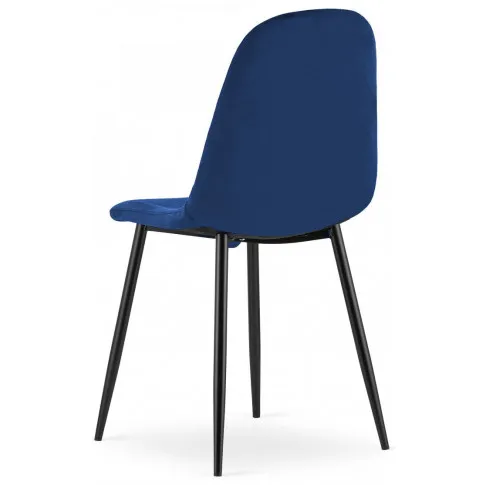 zestaw 4 granatowych krzeseł tapicerowanych do salonu paleo