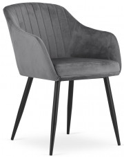 Ciemnoszare aksamitne krzesło z podłokietnikami - Puerto 3X w sklepie Edinos.pl