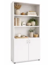 Biały regał biurowy z drzwiczkami - Madix w sklepie Edinos.pl