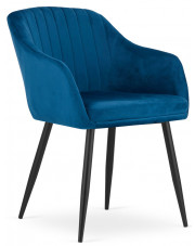 Niebieskie welwetowe krzesło do salonu - Puerto 3X w sklepie Edinos.pl