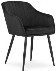 Czarne welurowe krzesło tapicerowane - Puerto 3X w sklepie Edinos.pl
