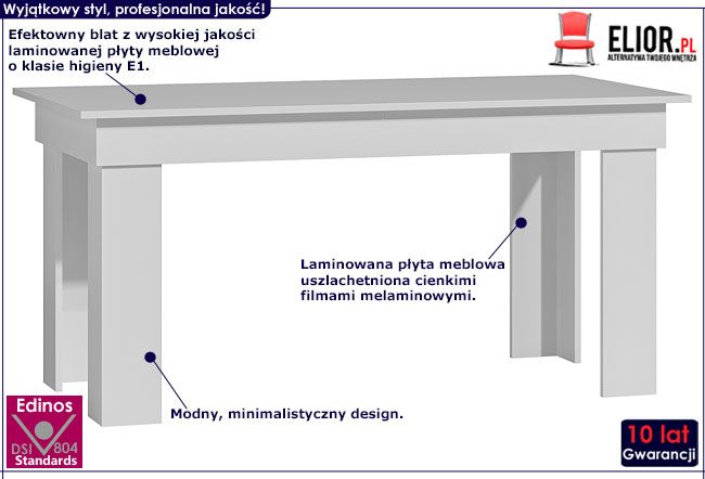 Biały stół kuchenny 160x80 cm Destar