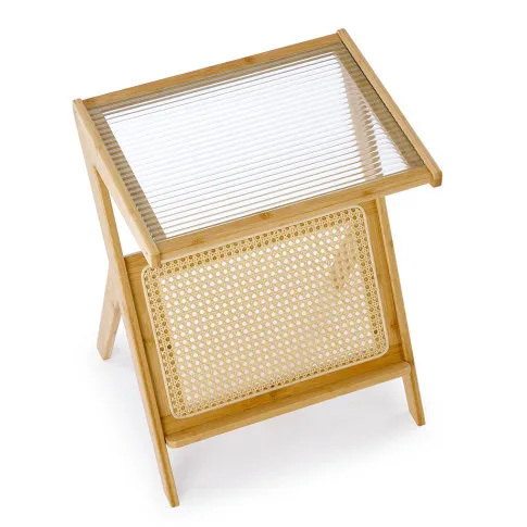 Szczegółowe zdjęcie nr 4 produktu Stolik pomocniczy z drewna bambusowego - Krando