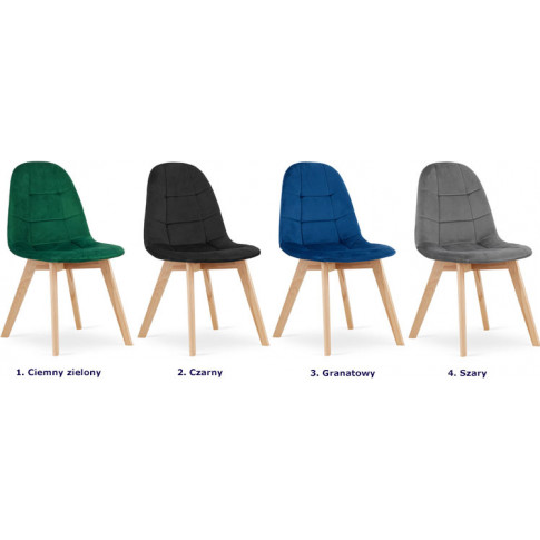 kolory zestawu 4 drewnianych krzeseł welurowych kiraz