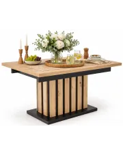 Prostokątny stół rozkładany na jednej nodze z lamelami - Ando 4X w sklepie Edinos.pl