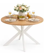 Okrągły rozkładany stół w kolorze dąb złoty + biały - Nektor w sklepie Edinos.pl