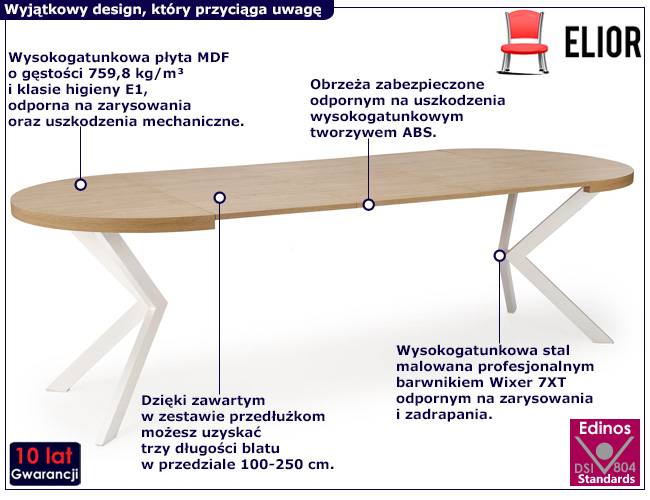 Okrągły stół rozkładany do jadalni Revlos