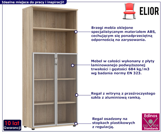 Regał biurowy Laskin kolor dąb sonoma