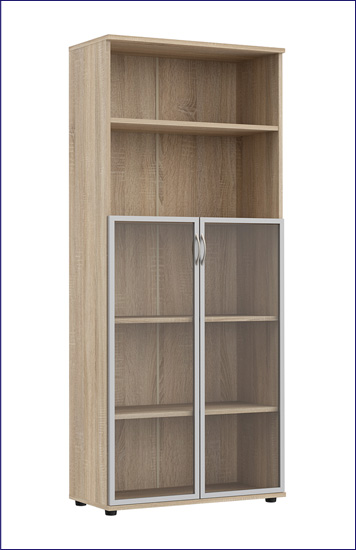 Regał biurowy z witryną Laskin kolor dąb sonoma