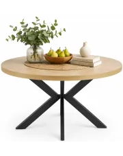 Okrągły rozkładany stół w kolorze dąb złoty + czarny - Nektor w sklepie Edinos.pl