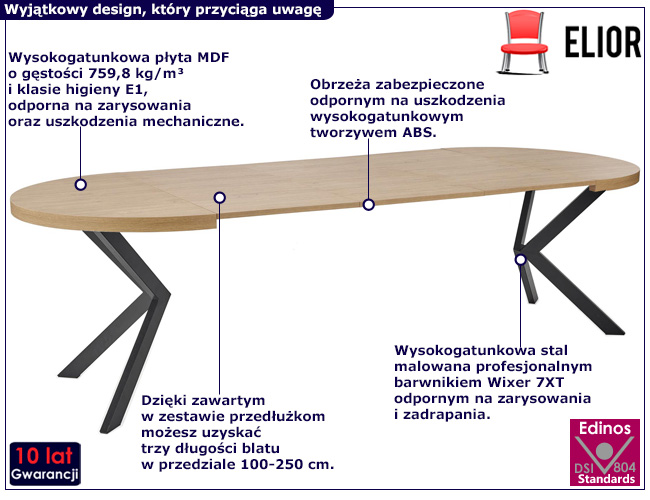 Okrągły stół rozkładany na czarnej podstawie Revlos