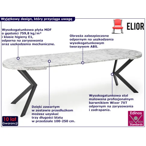 Marmurkowy rozkładany stół Revlos