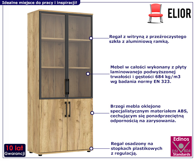 Regał biurowy Dergo kolor dąb craft