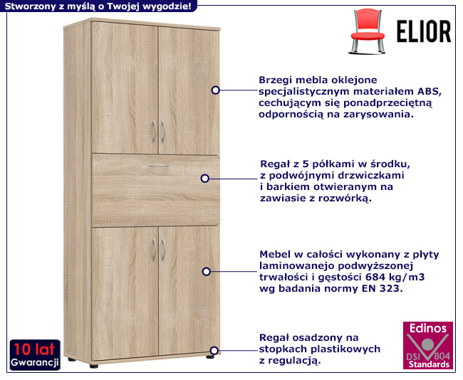 Regał biurowy Fogrux kolor dąb sonoma