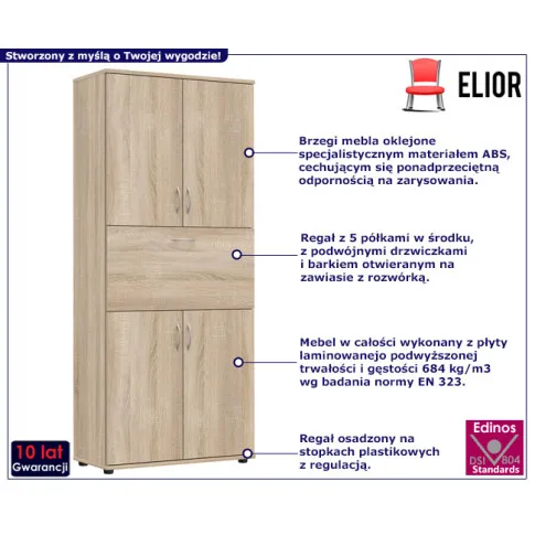 Regał biurowy z barkiem Wiren kolor dąb sonoma