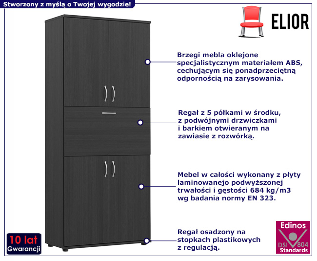 Regał biurowy Levana kolor wenge