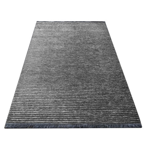 Szary minimalistyczny dywan z frędzlami Avox