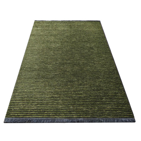 Zielony nowoczesny dywan z frędzelkami Avox