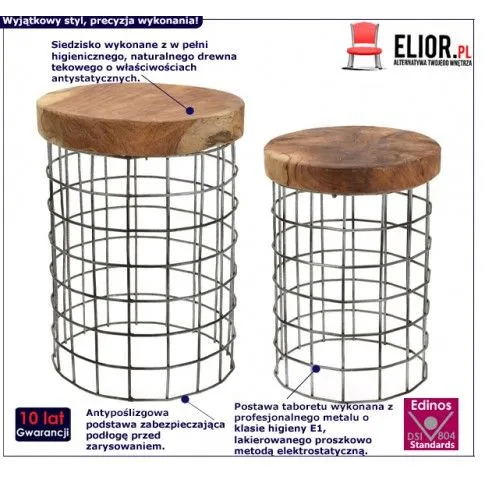 Fotografia Zestaw taboretów Nessa 2X - drewniane z kategorii Taborety