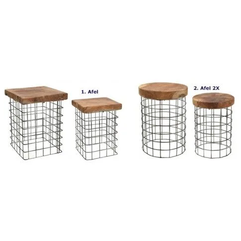 Szczegółowe zdjęcie nr 4 produktu Zestaw taboretów Nessa 2X - drewniane