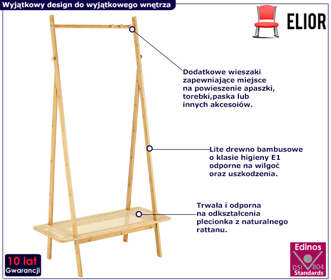 Bambusowy stojący wieszak Agira