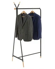 Czarny minimalistyczny stojący wieszak na ubrania - Deriso w sklepie Edinos.pl