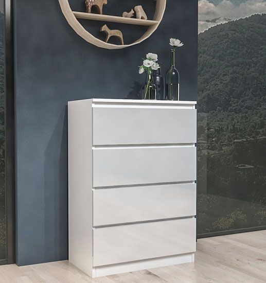 Lakierowana biała komoda do salonu, sypialni Sulli 2X