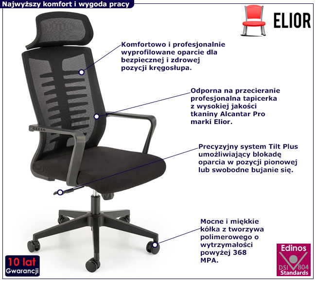 Czarny fotel obrotowy SPIDER