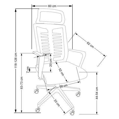 Wymiary fotela obrotowego Luxurion