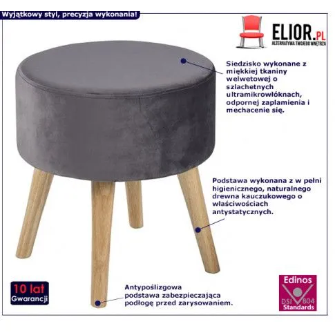 Fotografia Taboret Toria - szary z kategorii Taborety