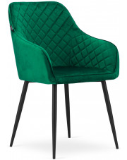Zielone welurowe krzesło z podłokietnikami - Koruco 3X w sklepie Edinos.pl