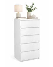 Nowoczesna wysoka biała komoda z szufladami - Tamcha w sklepie Edinos.pl
