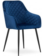 Granatowe pikowane krzesło metalowe - Koruco 3X w sklepie Edinos.pl