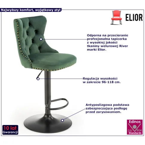 Zielony welurowy hoker tapicerowany Bancos