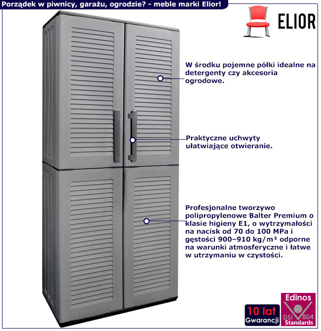 Infografika szarej szafy gospodarczej Monza 5X