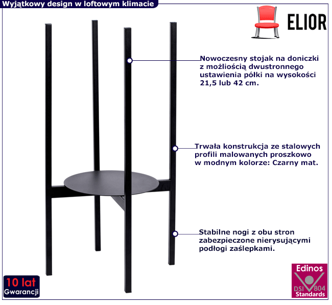 Industrialny kwietnik metalowy Elmar 3X