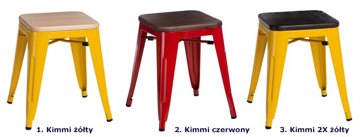 Industrialne taborety Kimmi - drewno