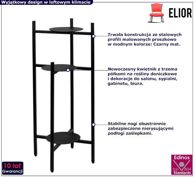 Industrialny kwietnik metalowy Elmar 6X