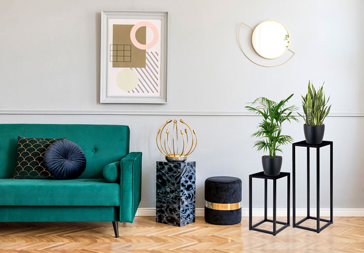 Wizualizacja aranżacji z loftowym kwietnikiem Lorkan 7X