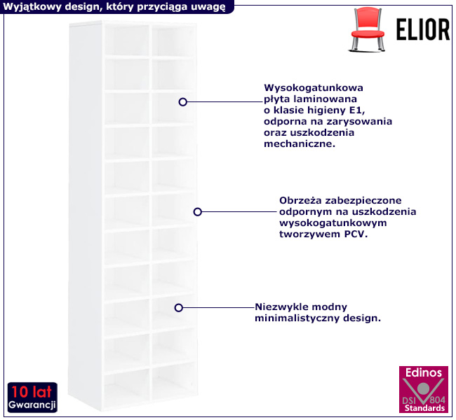 Biała wysoka szafa na buty Vaxon