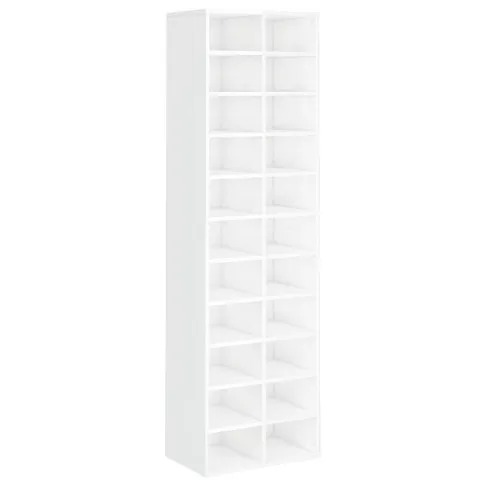 Biała wysoka szafa na buty z półkami Vaxon