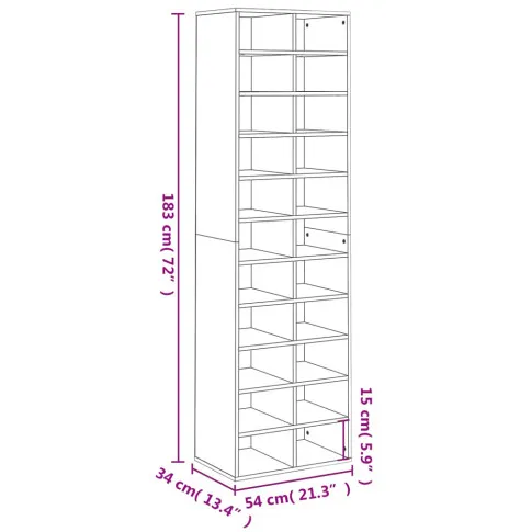 Wymiary szafy na buty Vaxon