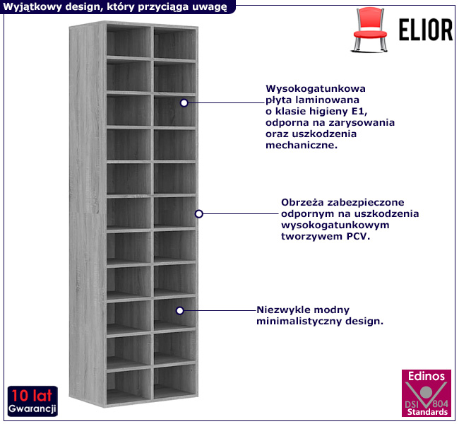 Wysoka szafa na buty Vaxon szary dąb sonoma