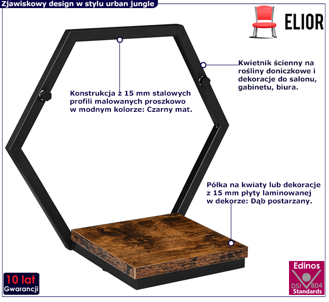 Industrialny kwietnik ścienny Horus 8X