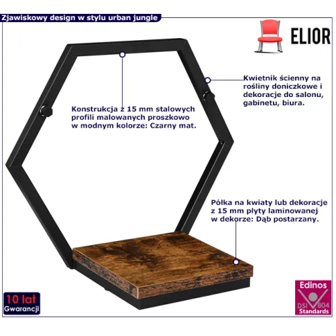 Wiszący kwietnik ścienny w stylu urban jungle Ernil 8X