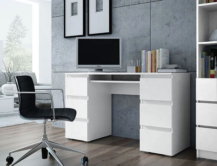 Białe biurko do pracowni, biura, gabinetu Liner 2X