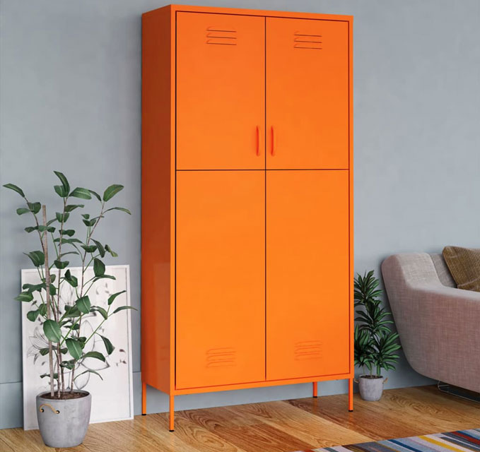 Metalowa pomarańczowa szafa gospodarcza Dova 7X