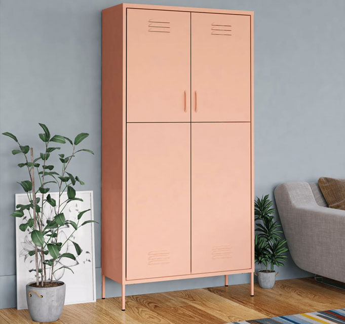 Metalowa różowa szafa gospodarcza Dova 7X