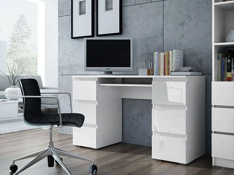 Lakierowane białe biurko do gabinetu, biura Liner 3X